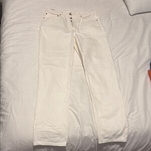 Denim Forum White Straight Leg Jeans Classic Style